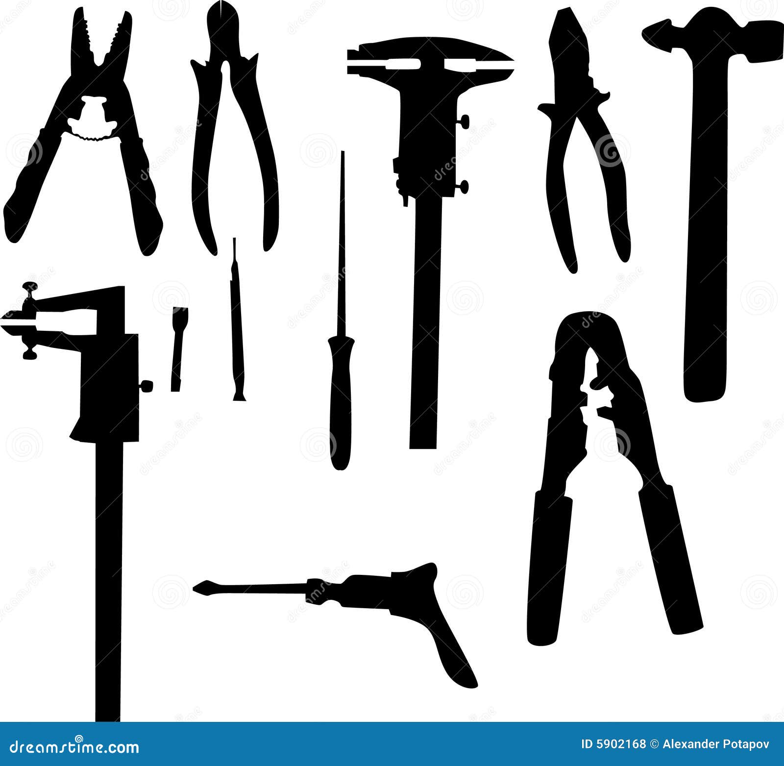 Mechanical Tools Silhouettes Stock Illustration Illustration of work