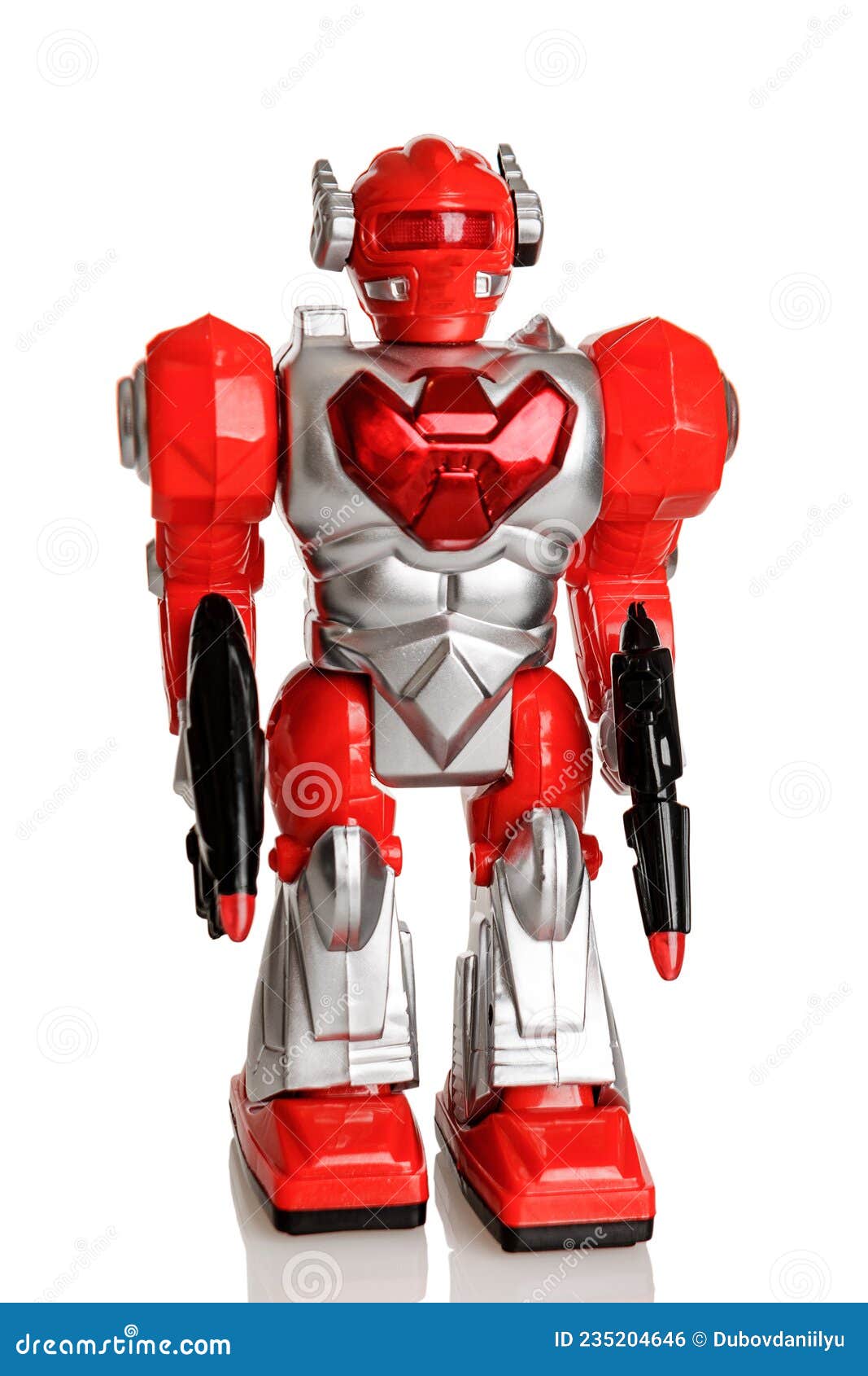 Torrent grad mandskab A Mechanical Toy Robot Powered by Batteries of Bright Red Color, Moving,  with Lighting and Sound, Isolated on a White Stock Photo - Image of  colorful, fiction: 235204646