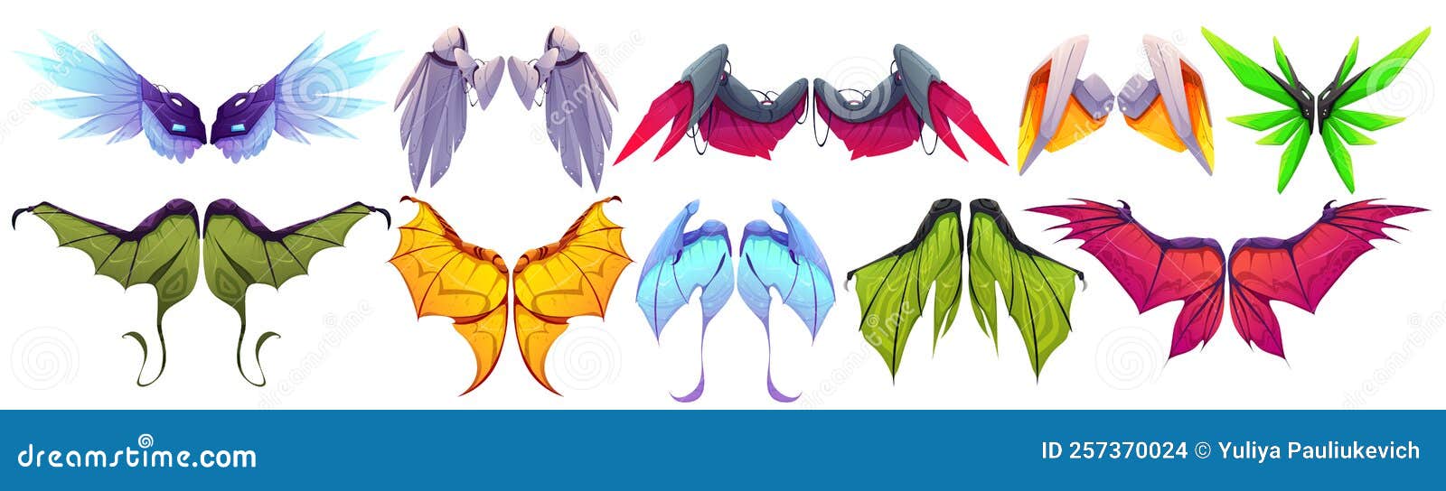 mechanical wings of robot bird, butterfly, dragon