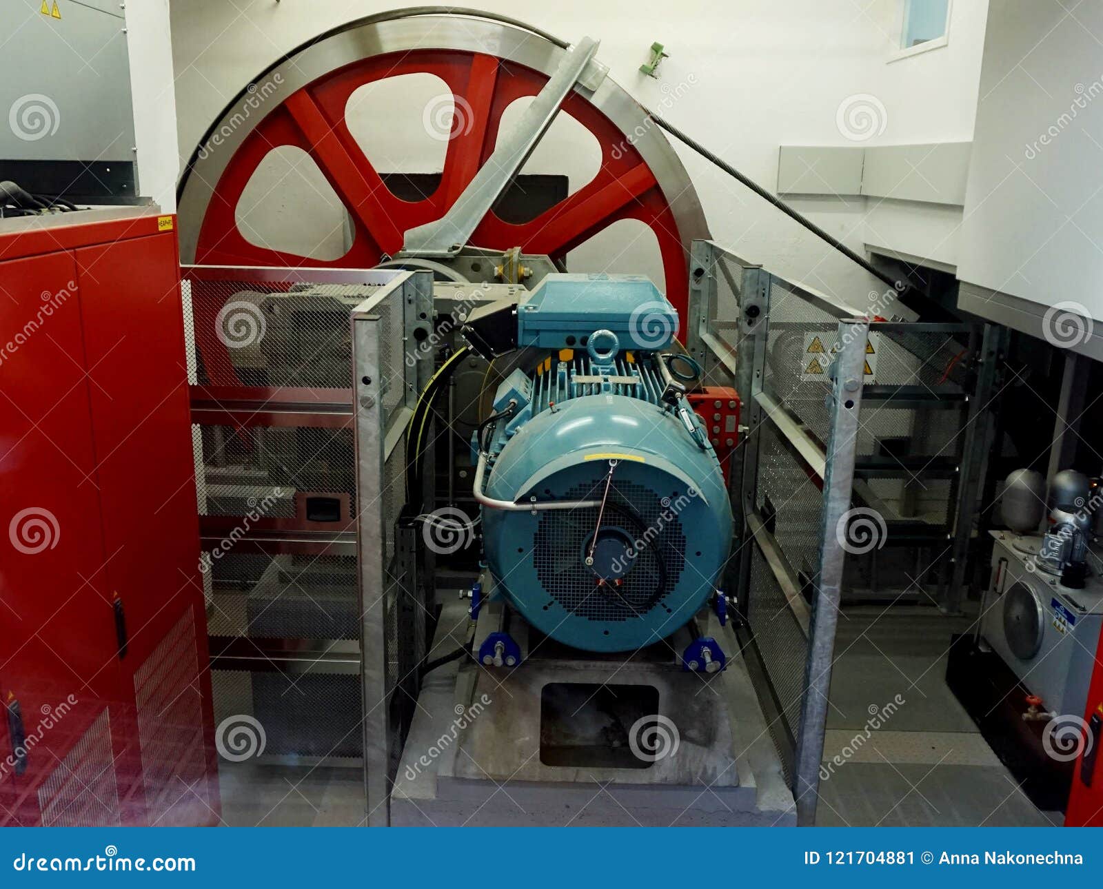 The Mechanism of the Cable Car Lift Up Stock Image Image of blue