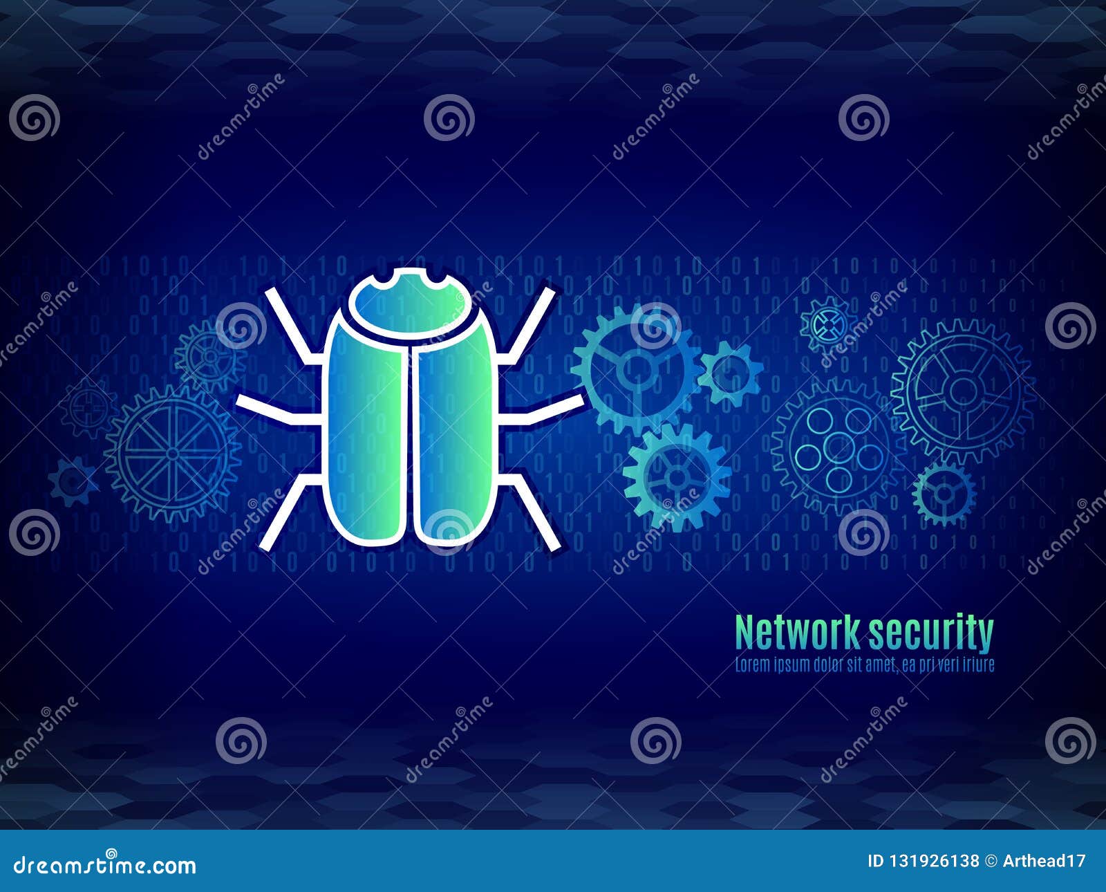 The Mechanism of Data Protection. Hacker Attack Stock Vector