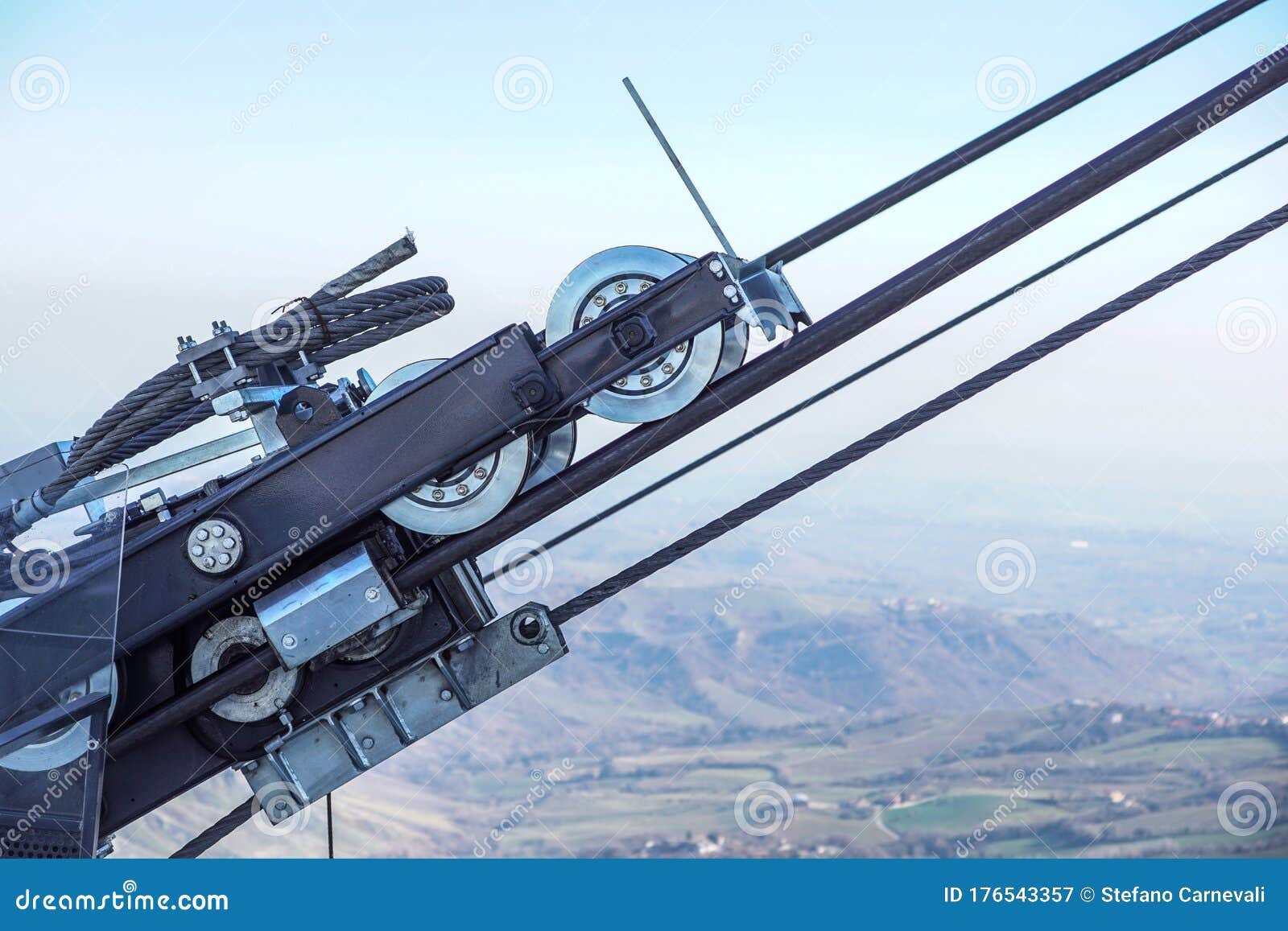 A Mechanism that Pulls a Steel Rope on a Ski Lift. Stock Image Image