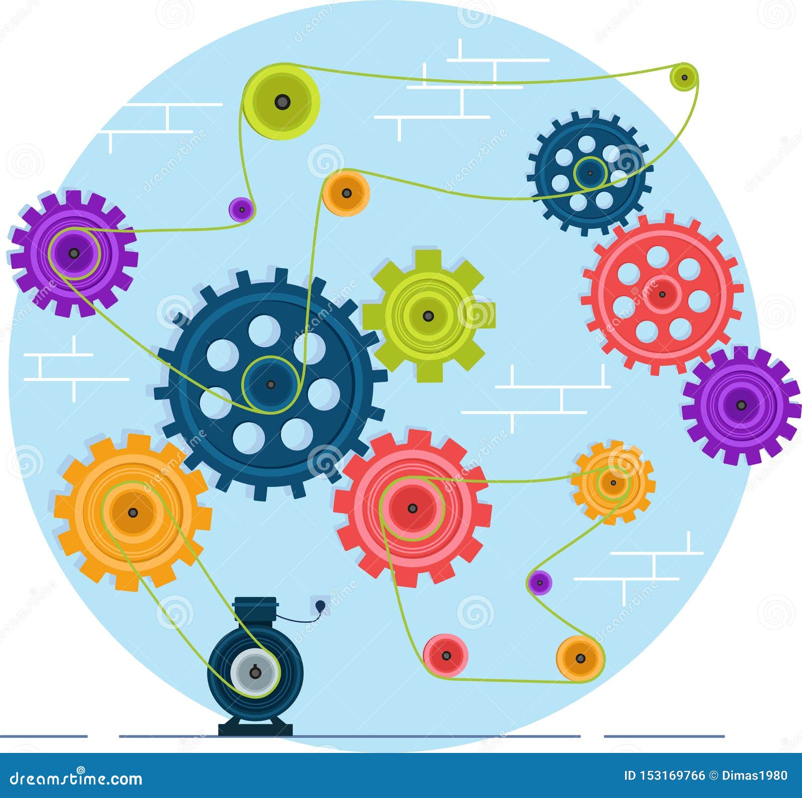 Mechanism from Rotating Gears and Cogs Stock Vector Illustration of