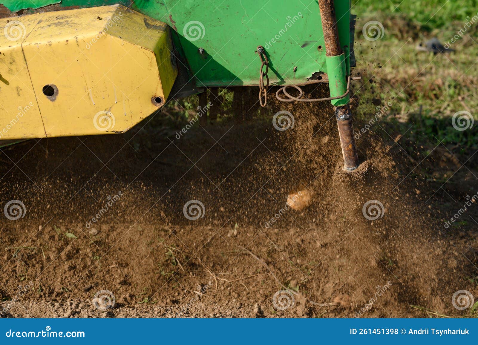 A Mechanized Method of Harvesting Potatoes in the Village. Stock Photo