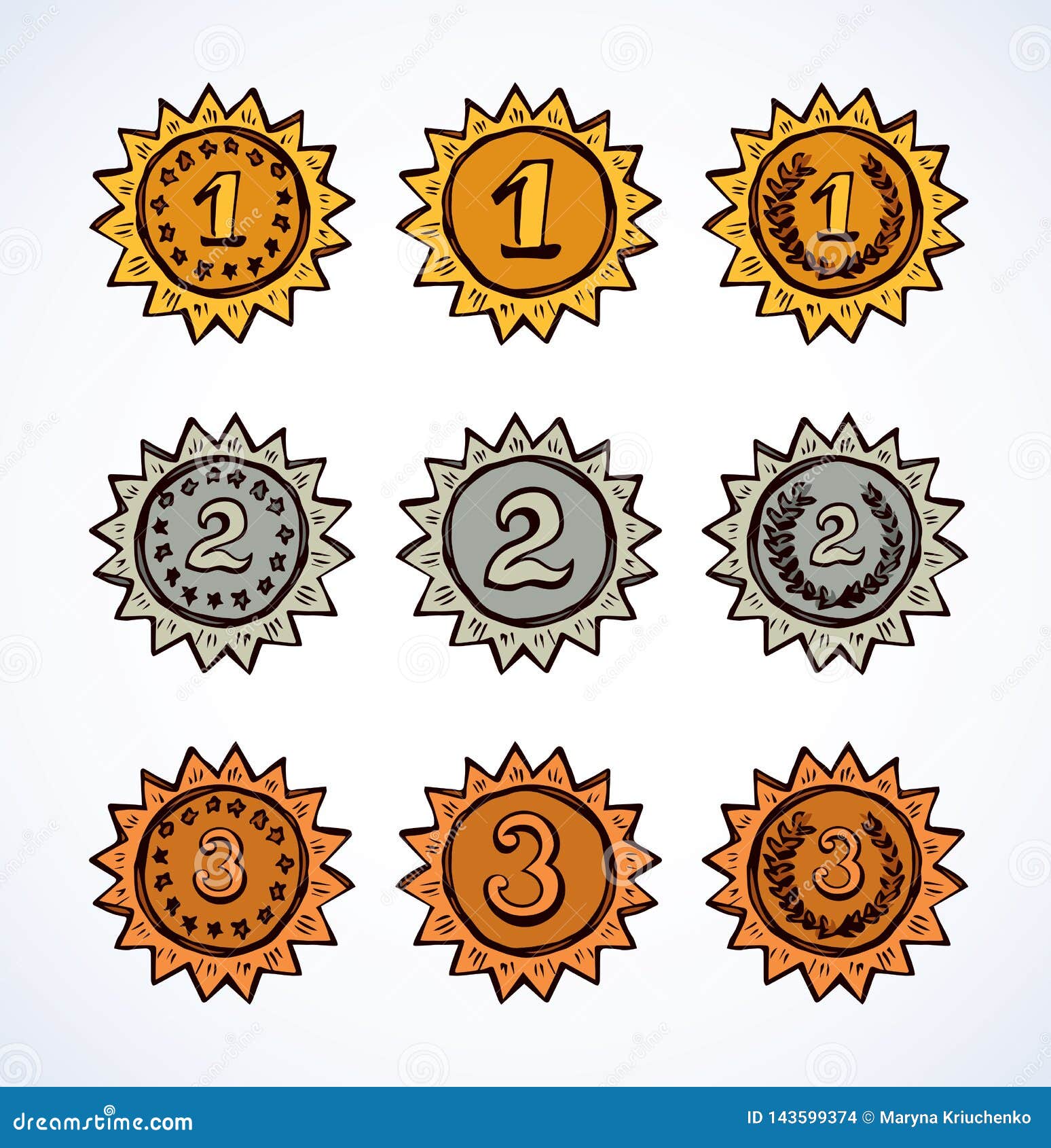 Medal. Vector drawing stock vector. Illustration of hand - 143599374