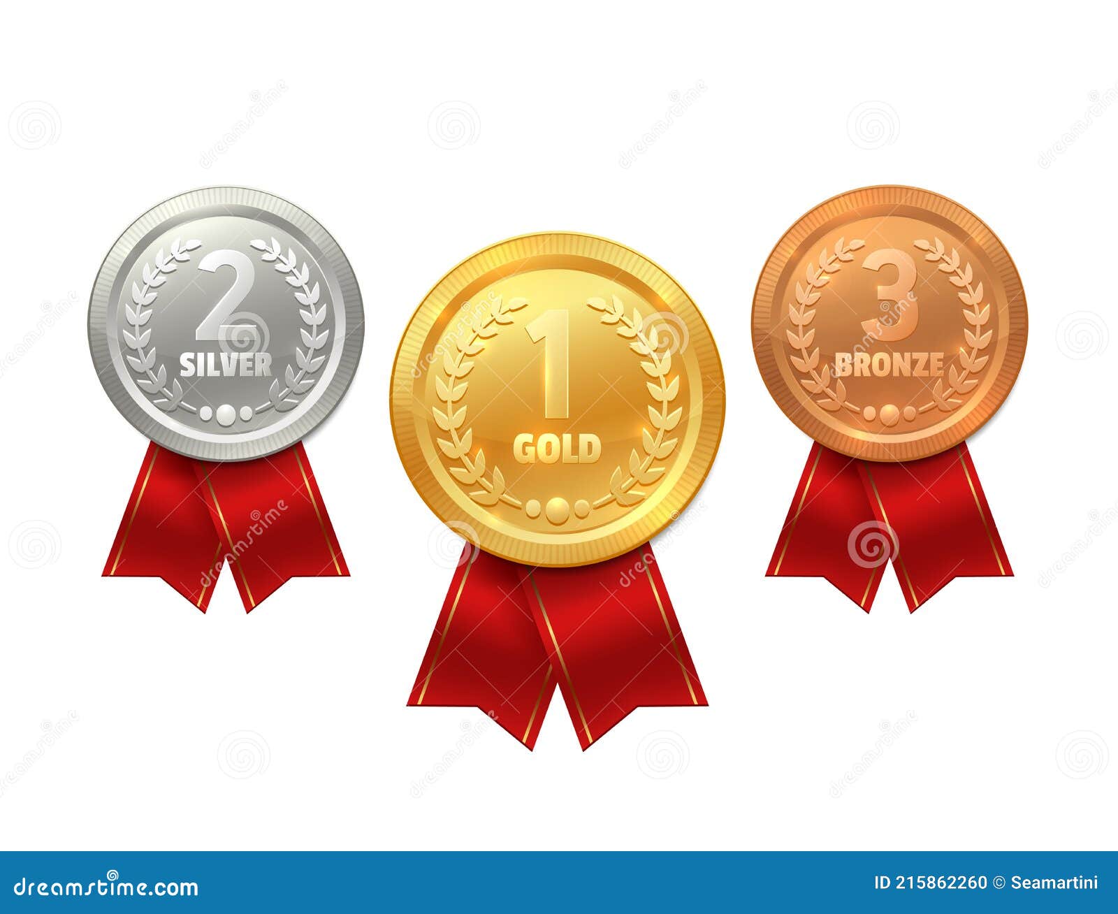 Medalla deportiva de premio dorado para ganadores con cinta azul trofeo de  primer lugar insignias de honor