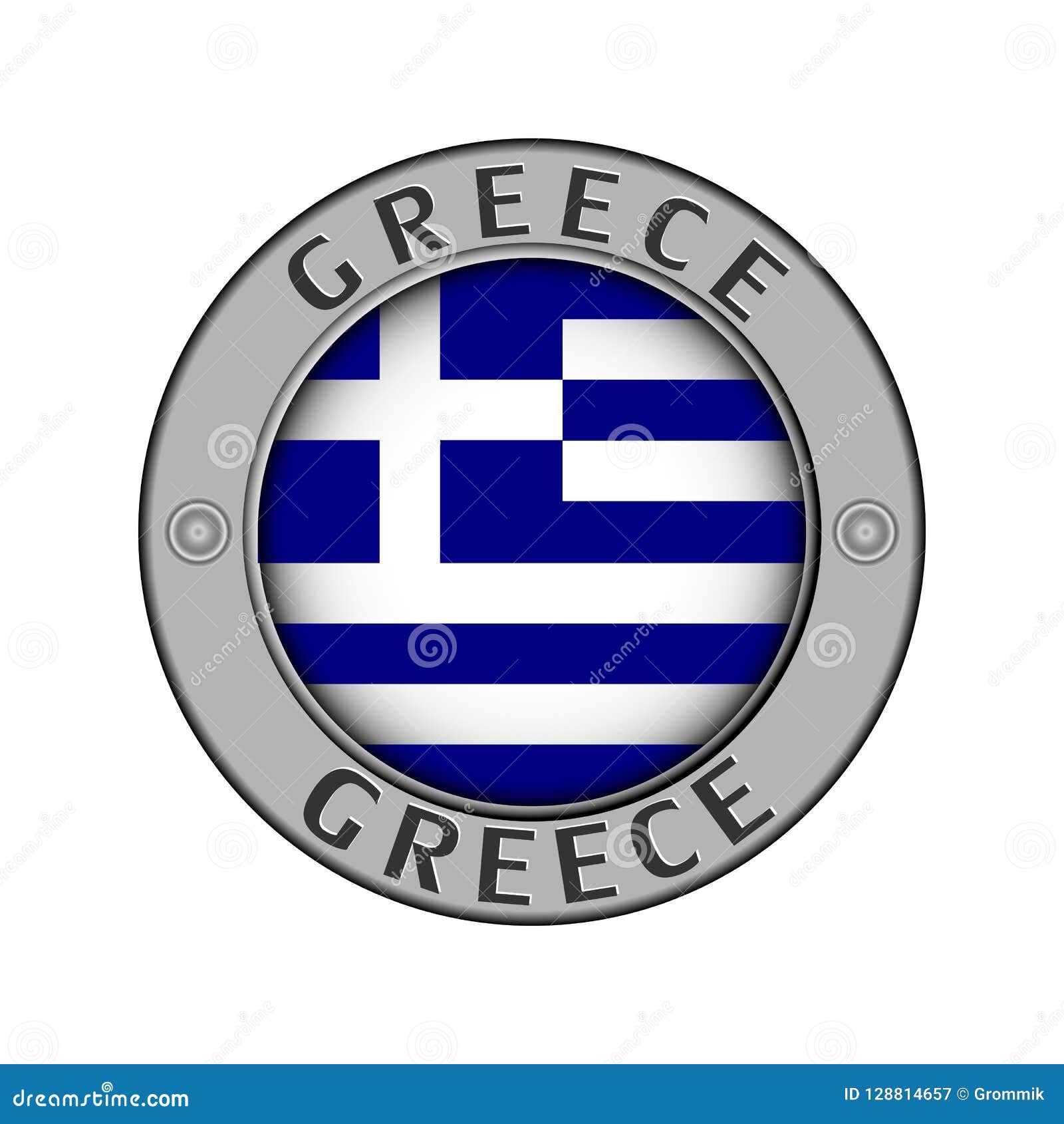 medallion-with-the-name-of-the-country-of-greece-and-a-round-fla-stock