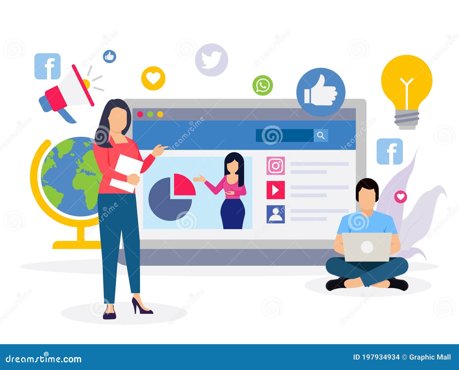 Social Media News Reporting Stock Vector Illustration of website