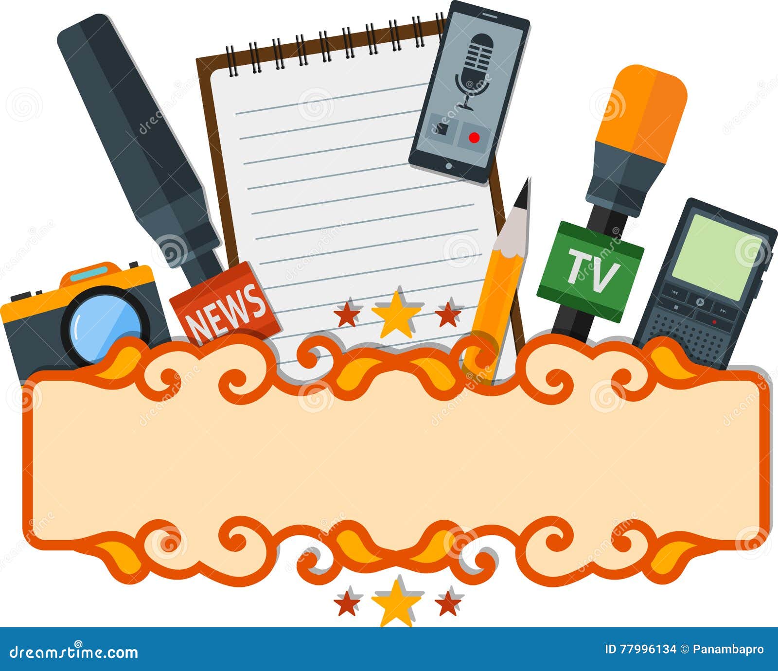 Media banner stock vector. Illustration of dictaphone 77996134