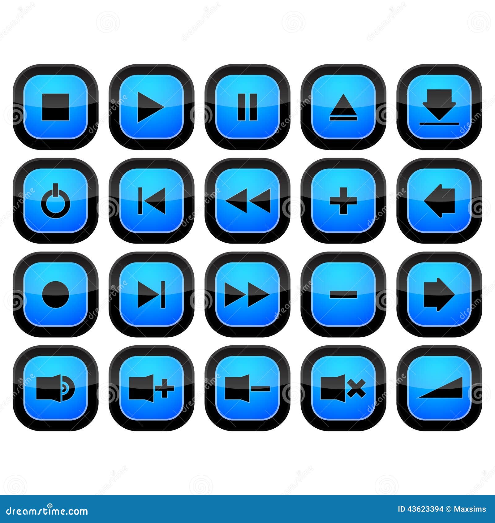 Media Control Button Set Music Icons Stock Vector Illustration of