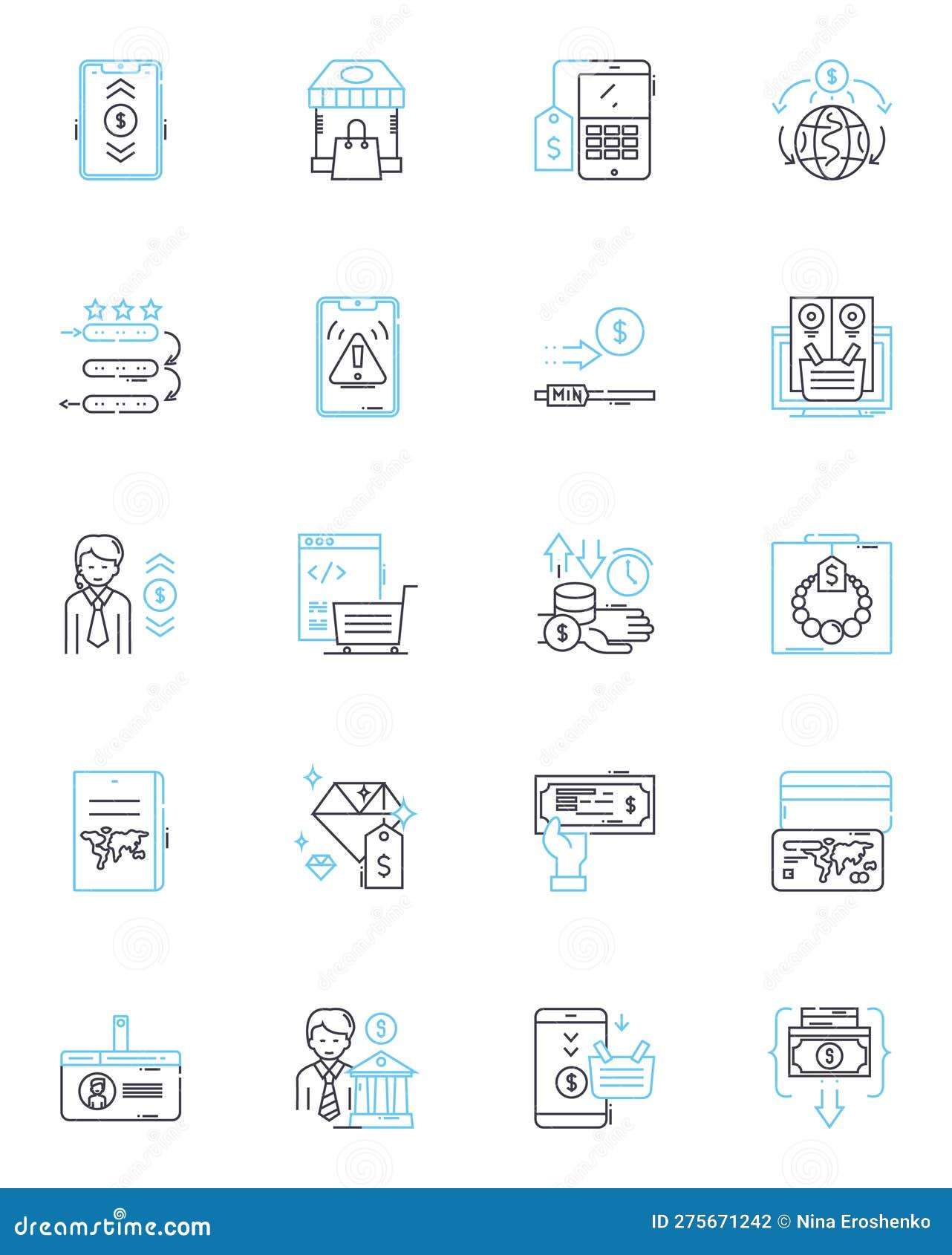 media outreach linear icons set. visibility, connection, exposure, outreach, engagement, influence, branding line 