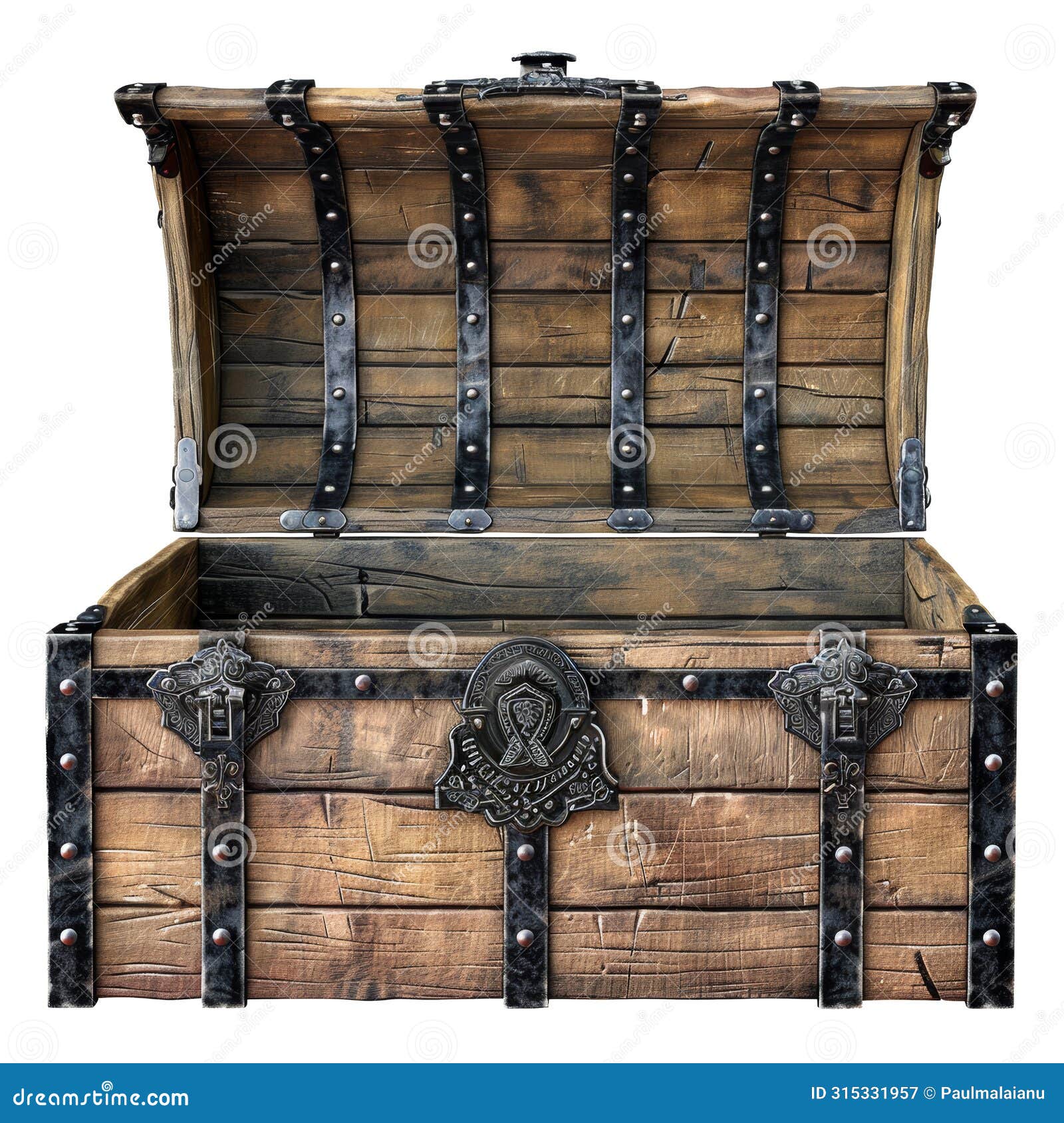 mediaeval treasure chest  on transparent background.