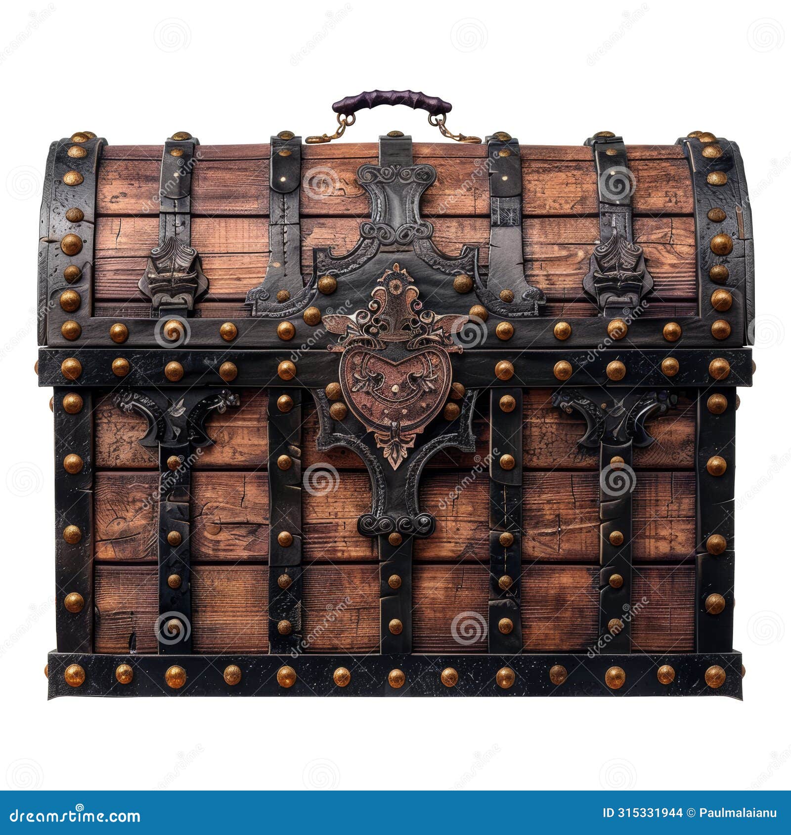 mediaeval treasure chest  on transparent background.