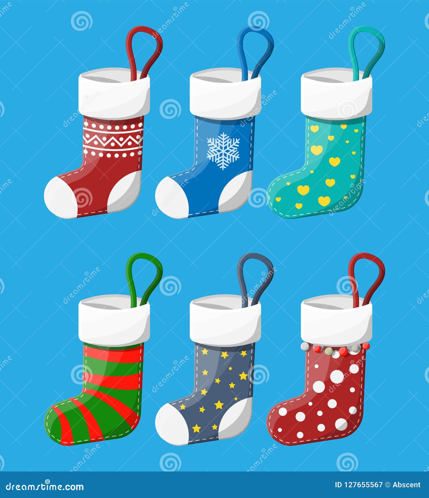 Medias De La Navidad En Diversos Colores Ilustración del Vector -  Ilustración de feliz, color: 127655567, image size:1455x1690