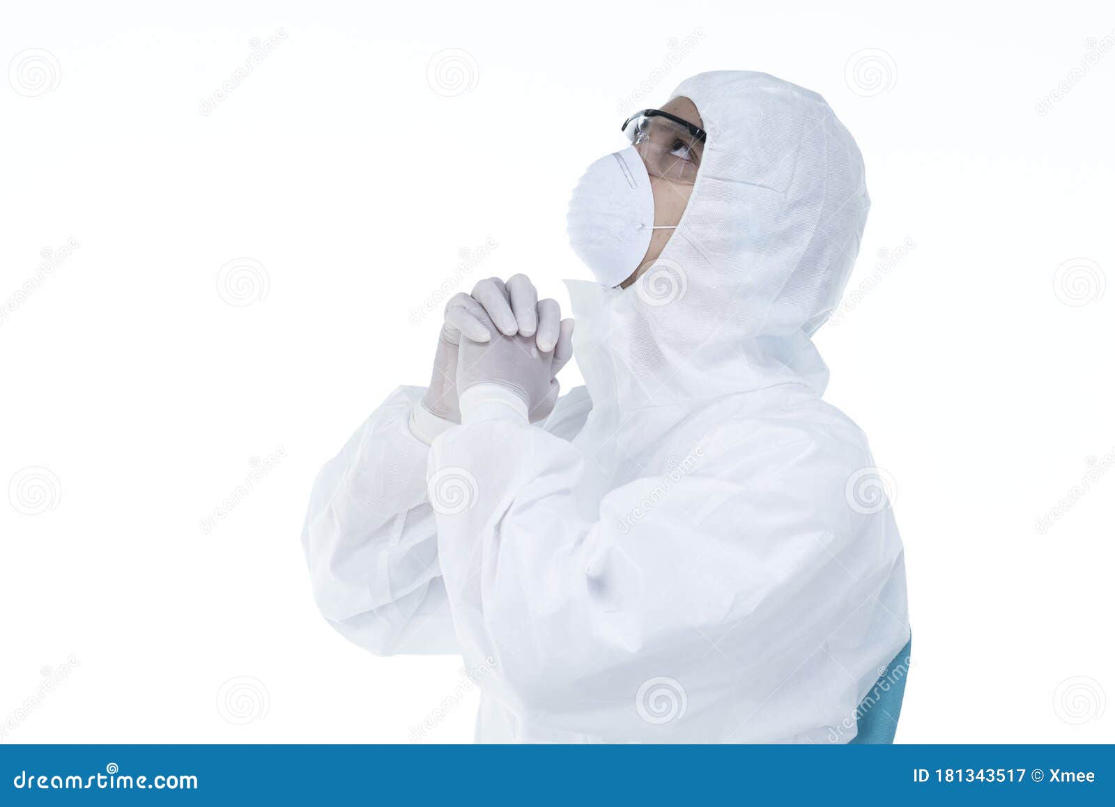 Medic Man Wearing Protective Clothing Against the Virus is Pray Stock ...