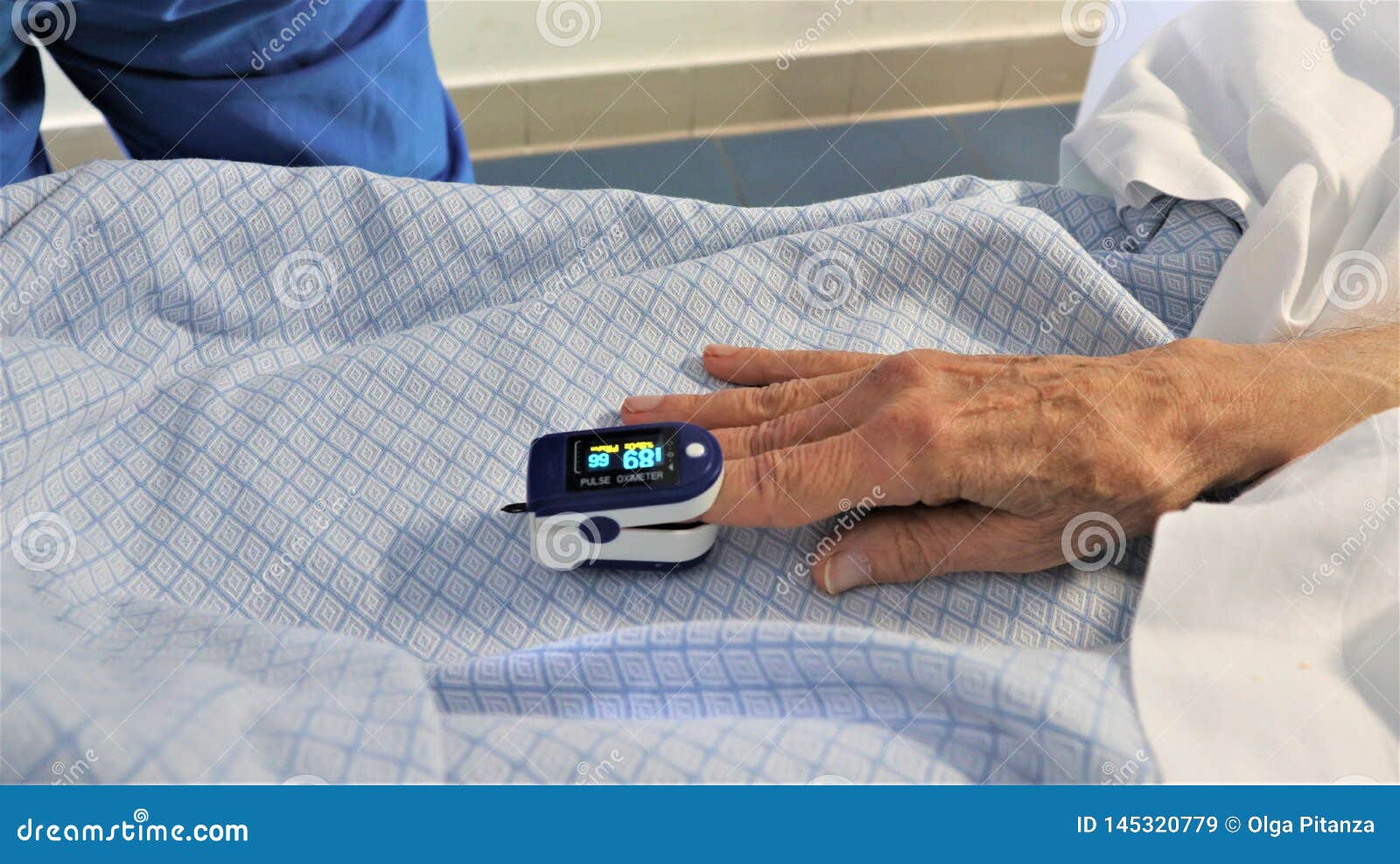 Medic and Patient Using Finger Pulse Oximeter Stock Image Image of