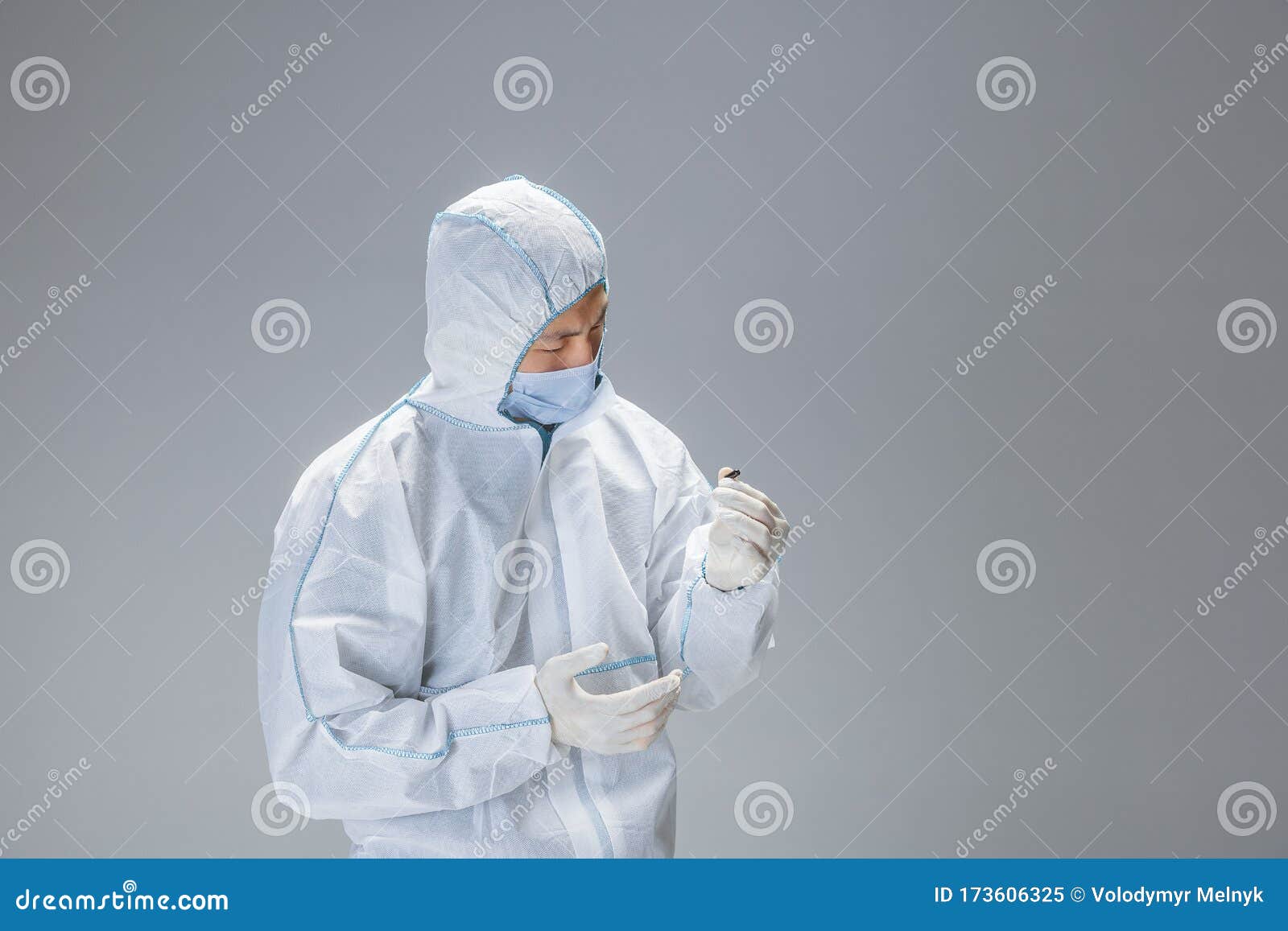 Medic in White Hazmat Protective Suit, Coronavirus Illustration Concept ...