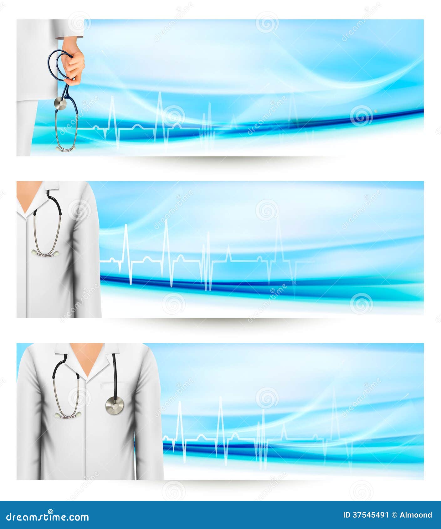 Medical Banners with a Doctors Lab White Coat and Stock Vector