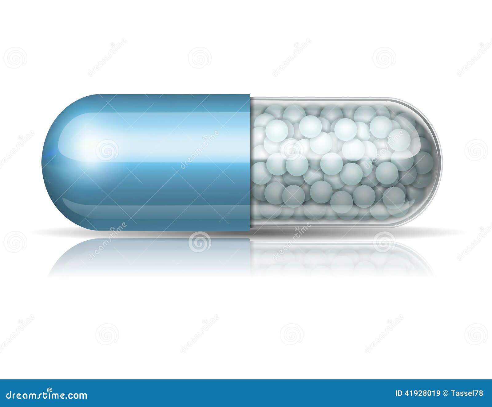 medical blue capsule with granules