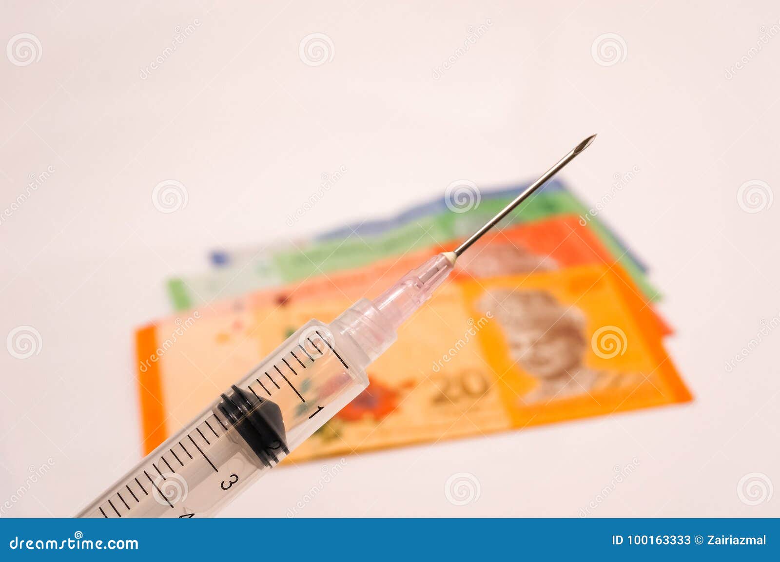 Medical Butterfly Needle On Malaysia Bank Notes Isolated ...
