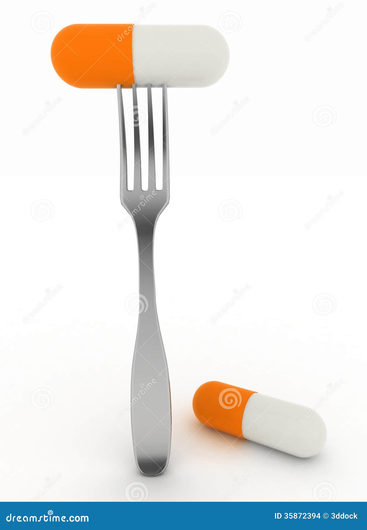 Medical Capsule on Dinner Fork Stock Illustration Illustration of