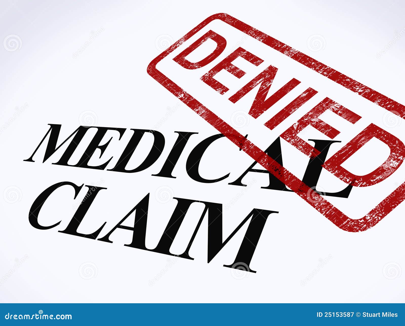 medical claim denied stamp shows unsuccessful medical reimbursement