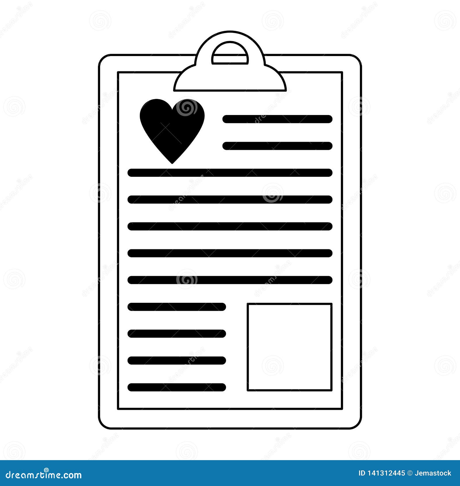 Medical Clipboard Document Symbol in Black and White Stock Vector