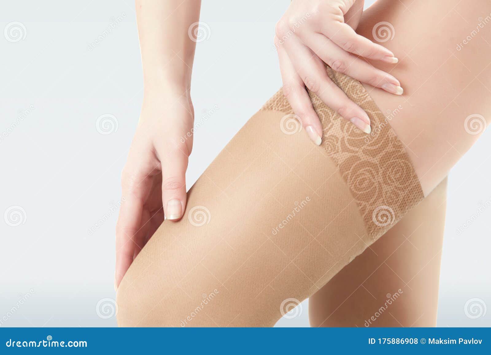 Medical Compression Stockings for Varicose Veins. Compression Knit Elastic,  Silicone Drops, Silicone Rubber, Silicone Layer Stock Photo - Image of  elastic, issues: 175886908
