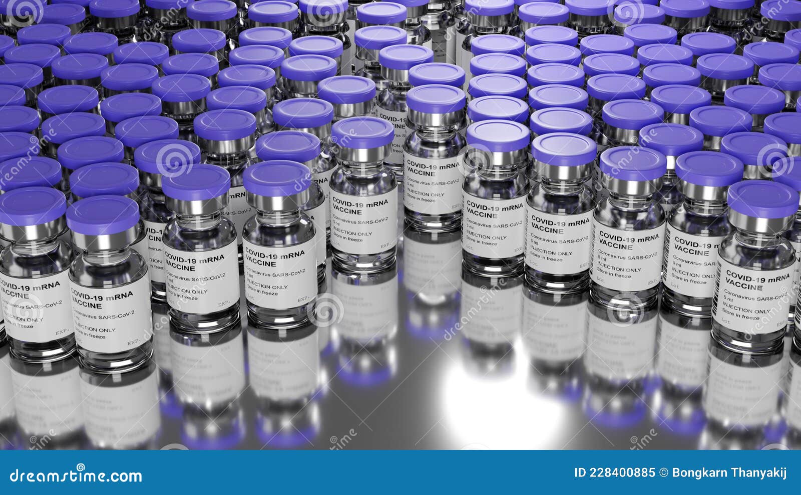 medical concept, coronavirus vaccines, 2019-ncov vaccine vials, 3d rendering