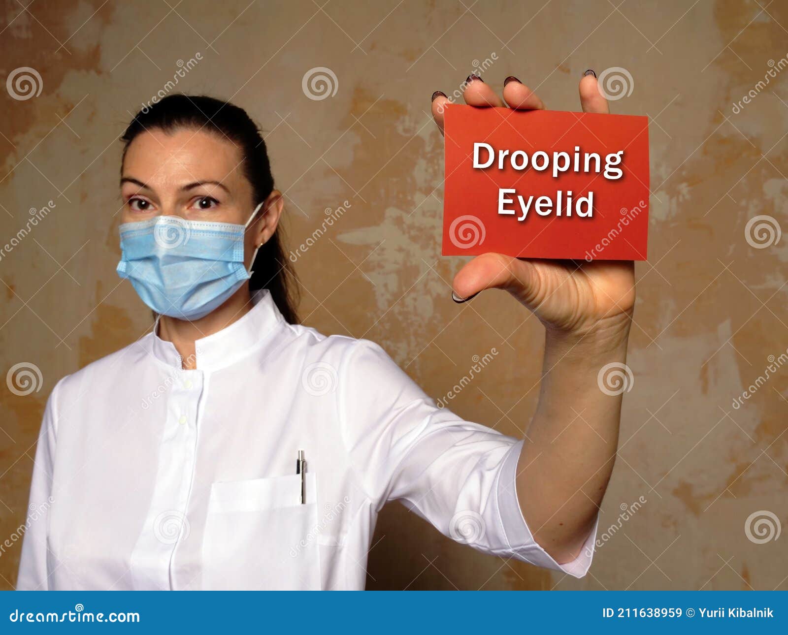Medical Concept about Drooping Eyelid with Phrase on the Page Stock