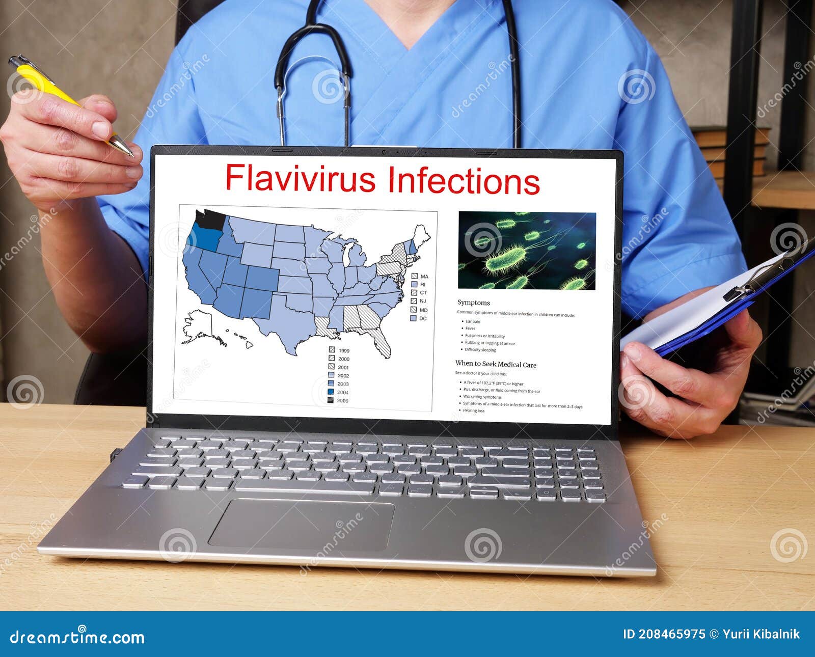 medical concept meaning flavivirus infections  with sign on the sheet