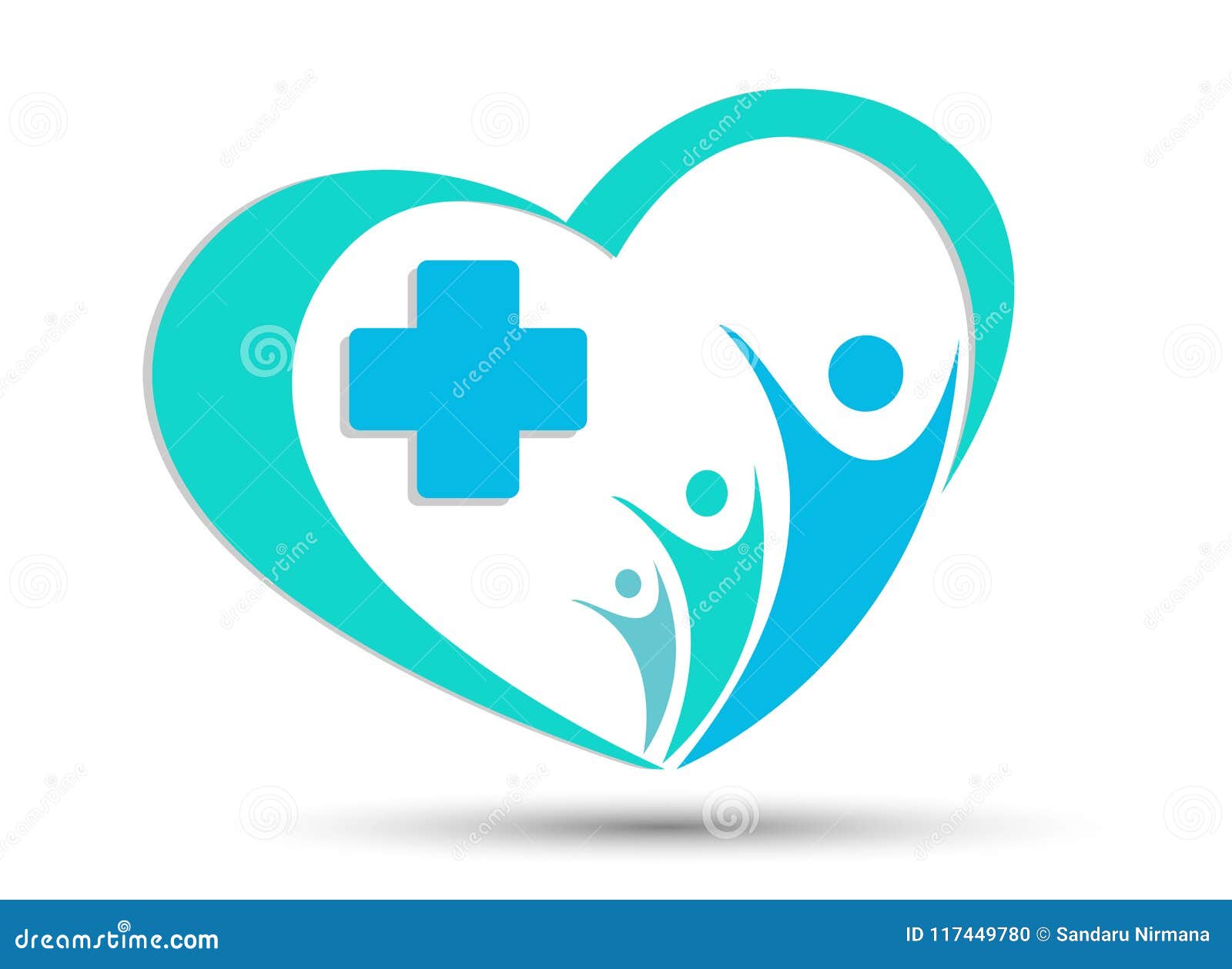 medical cross heart family health logo icon