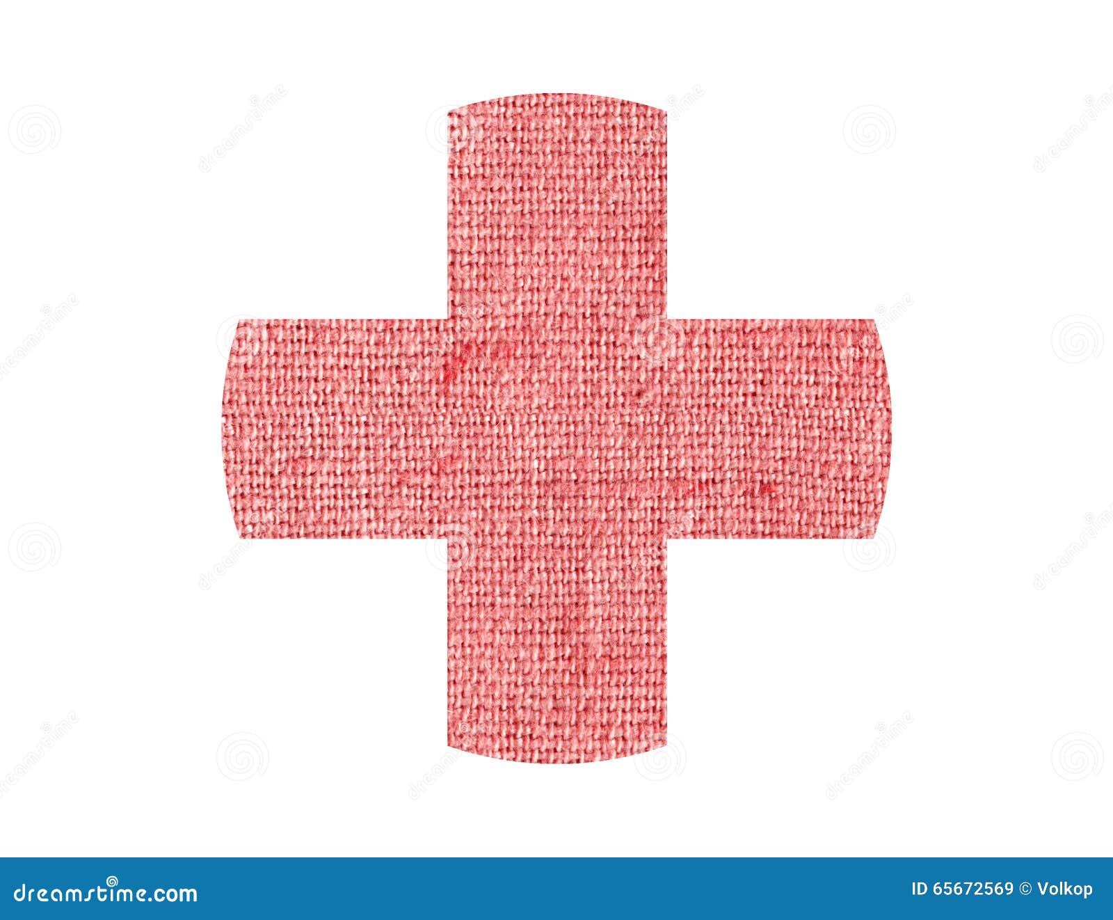 Medical Cross Patch Burlap Texture Isolated On White Stock Image