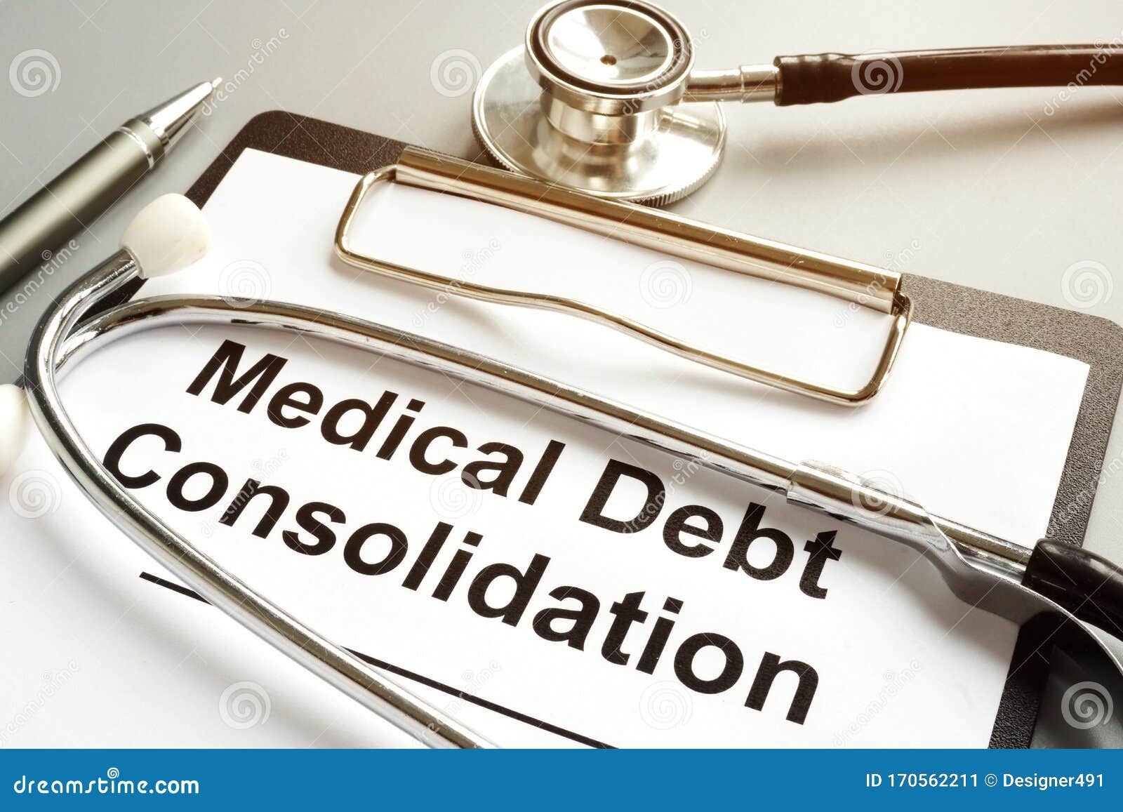 Medical Debt Consolidation Form and Stethoscope Stock Image Image of