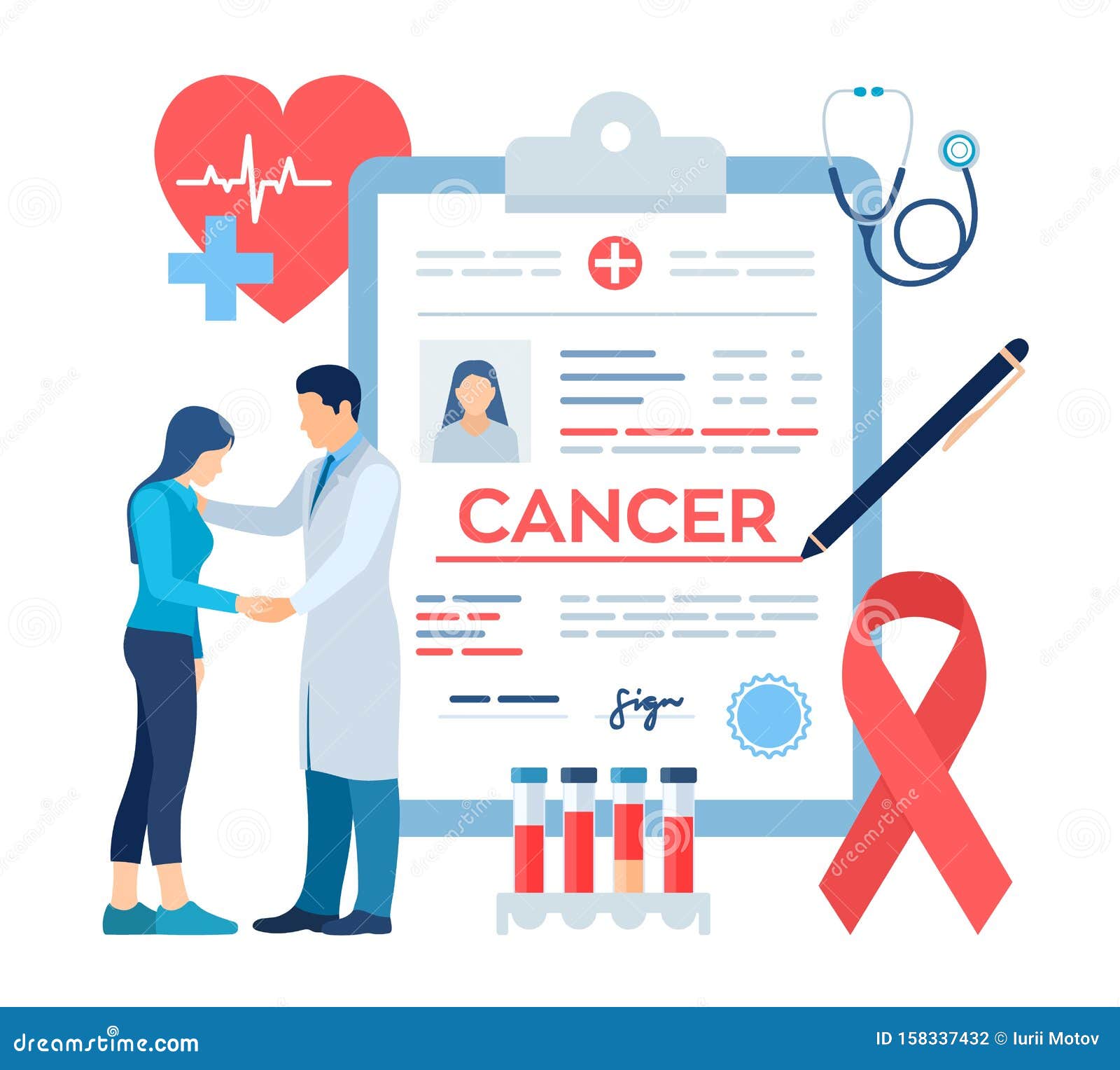 medical diagnosis - cancer. doctor taking care of patient. detecting and diagnosis of oncological disease. cancerous malignant