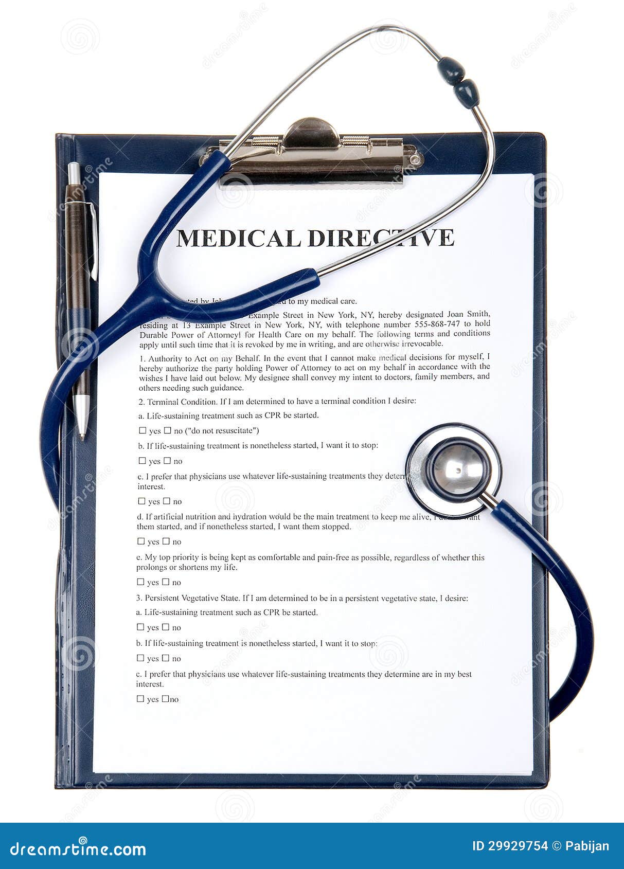 medical directive document with stethoscope