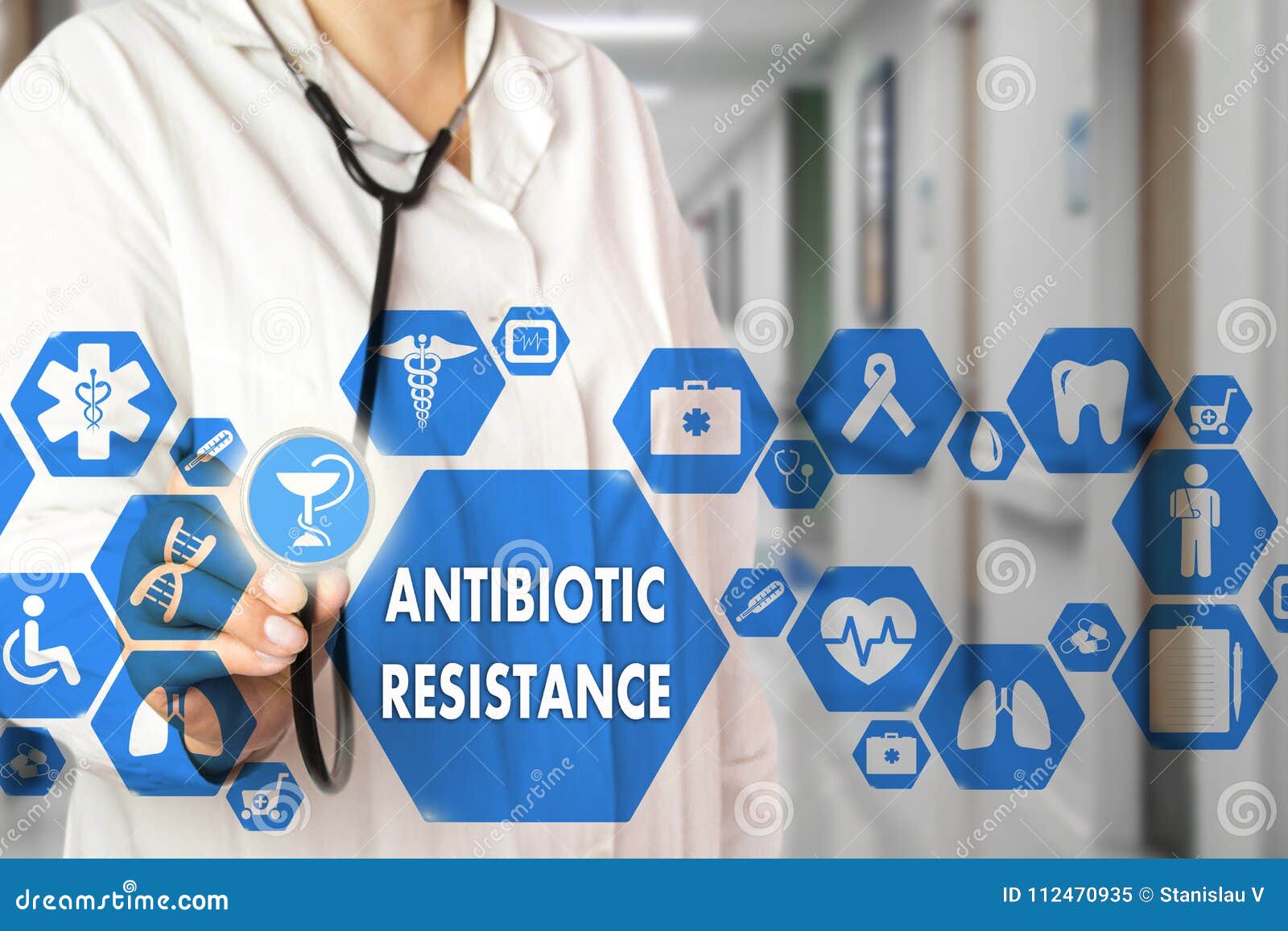 medical doctor and antibiotic resistance words in medical netwo
