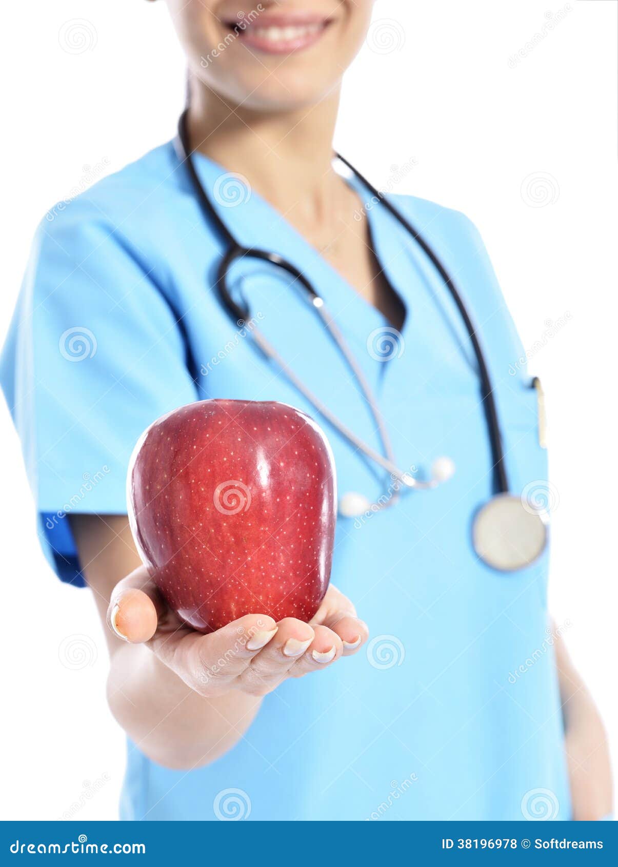 Medical Doctor Showing Apple Stock Photo Image of holding, lady 38196978