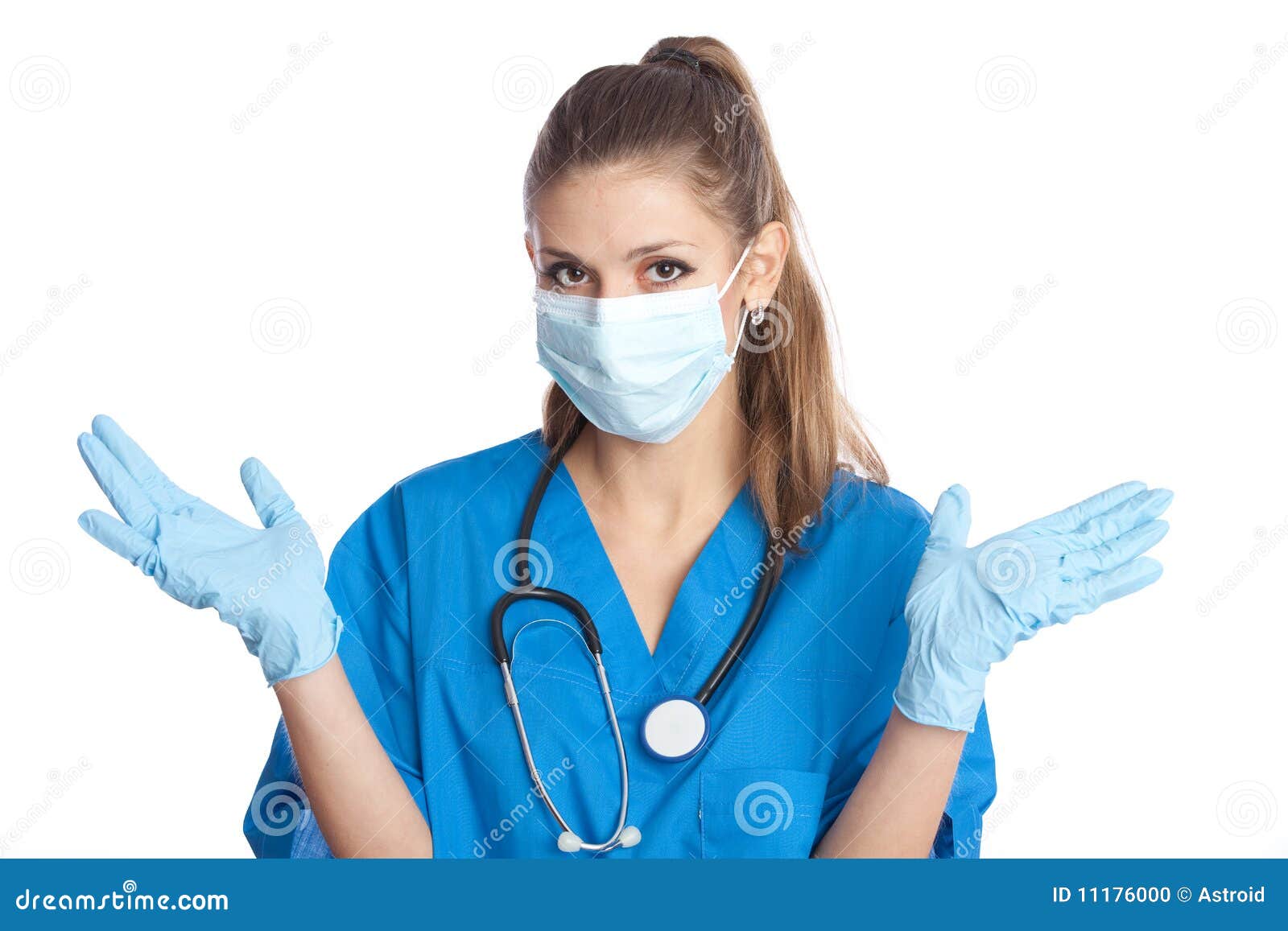 Medical Doctor Throws Up Her Hands Stock Photo Image of beautiful