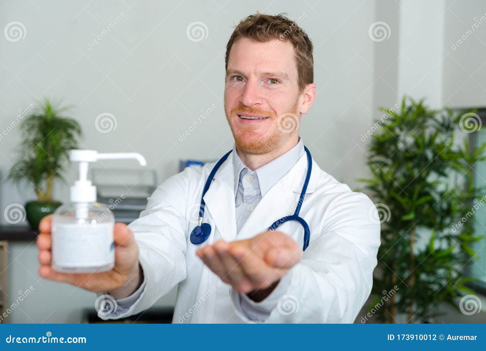 Medical Doctor Using Sanitizer Dispenser Stock Photo Image of
