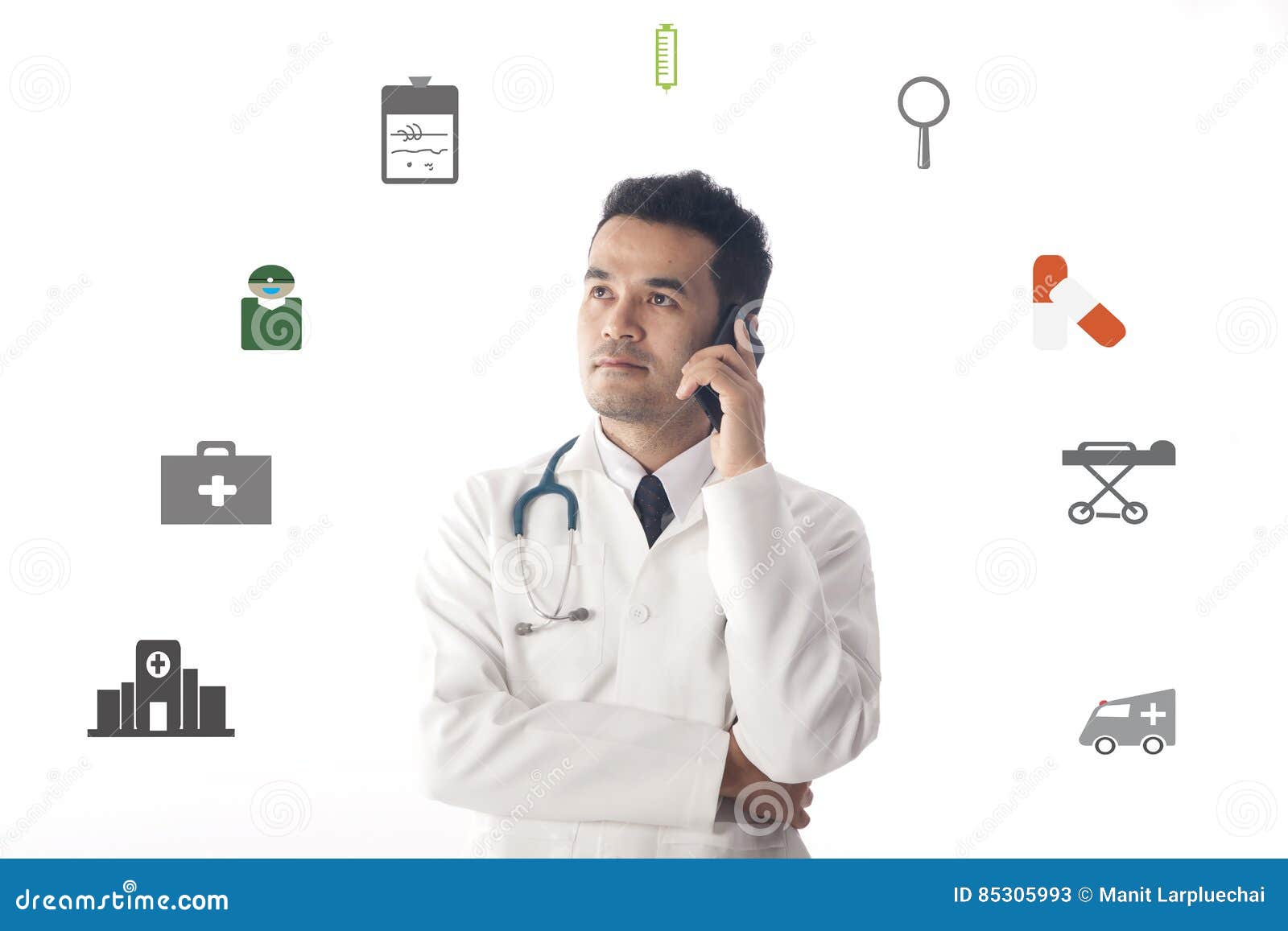 medical doctor working and use smartphone.