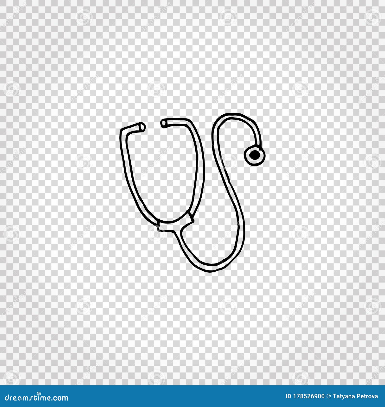 Medical Doodle Objects. Simple Handdrawn Stethoscope. Vector