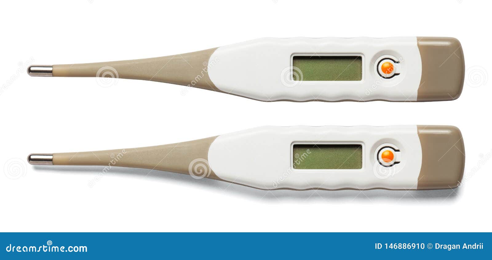 Medical Electronic Thermometers Isolated on White Background Stock