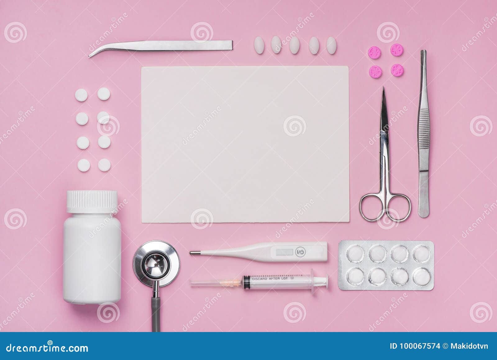 Medical Equipment. Medical Concept on Pink Rose Background Stock ...