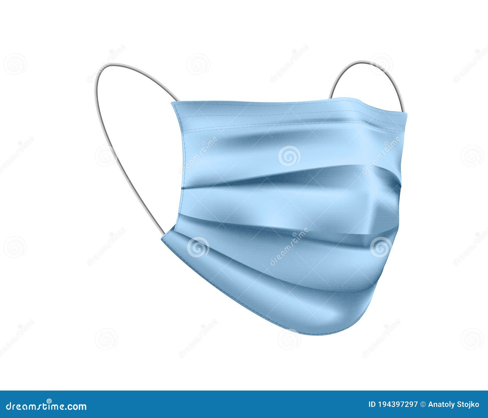 Medical Face Mask Isolated on White. 3D Realistic Medical Mask Stock