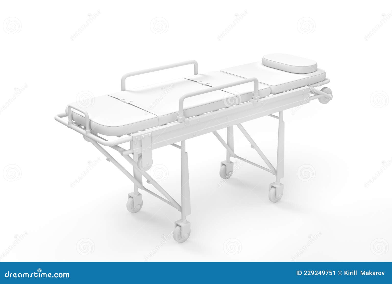 Medical Gurney On White Background. 3D Illustration RoyaltyFree