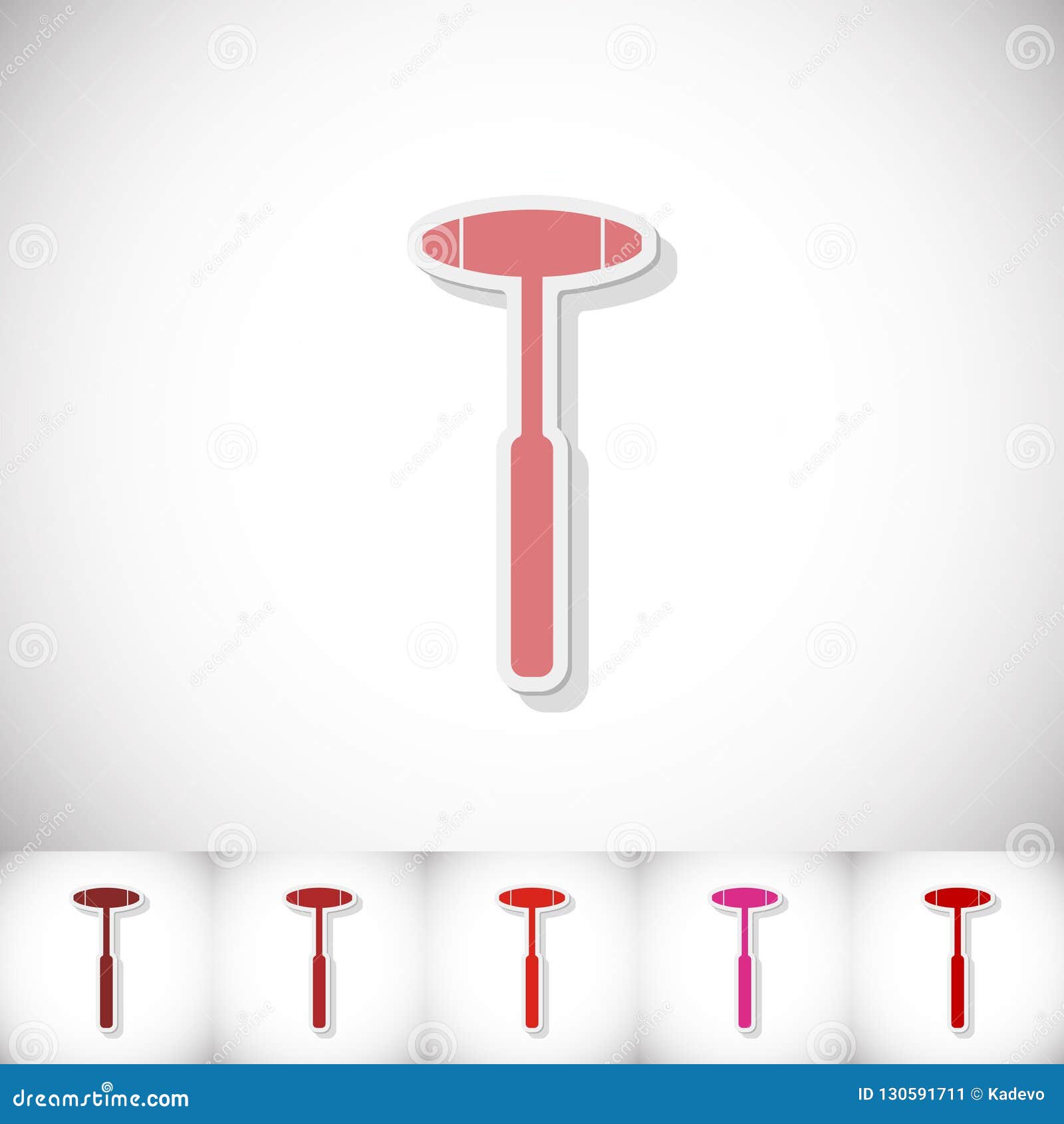 Medical Hammer. Flat Sticker with Shadow on White Background Stock