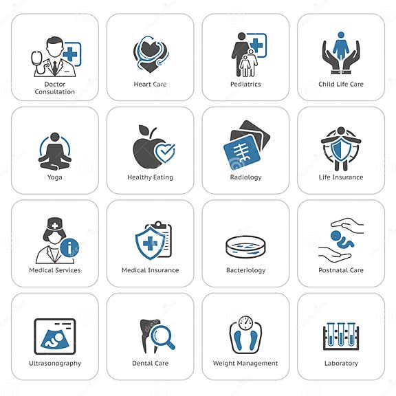 Medical And Health Care Icons Set Flat Design Stock Vector