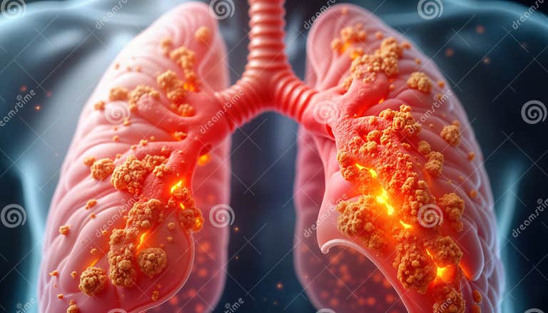 Medical Illustration of Human Lungs with COPD. Inflamed, Damaged Lung ...