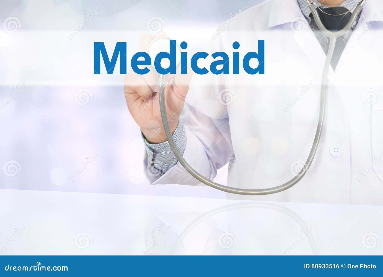 medical insurance and medicaid and stethoscope.